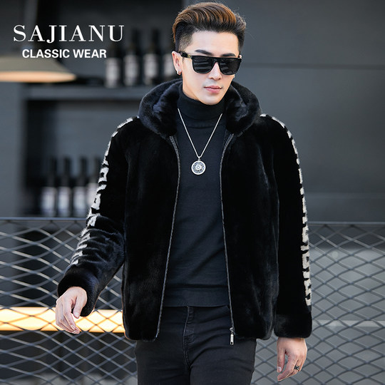 2025 Winter Neue Nerz Pelzmantel männer Ganze Nerz Mit Kapuze Pelz Jacke Nerz Pelz Jacke Samt Trendy