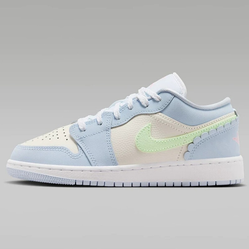 Nike Nike Jordan Women's Shoes Aj1 Big Children's Beige Blue Fashionable Breathable Sports Casual Shoes Ib7113-403