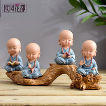 Cute little monk ornaments new Chinese Zen small monk home creative porch Tea Room car decoration decorations