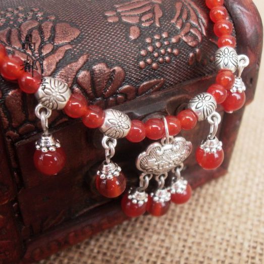 Popular red-agau female stylish personality Han-Edition bell chain chain hidden silver silver tray