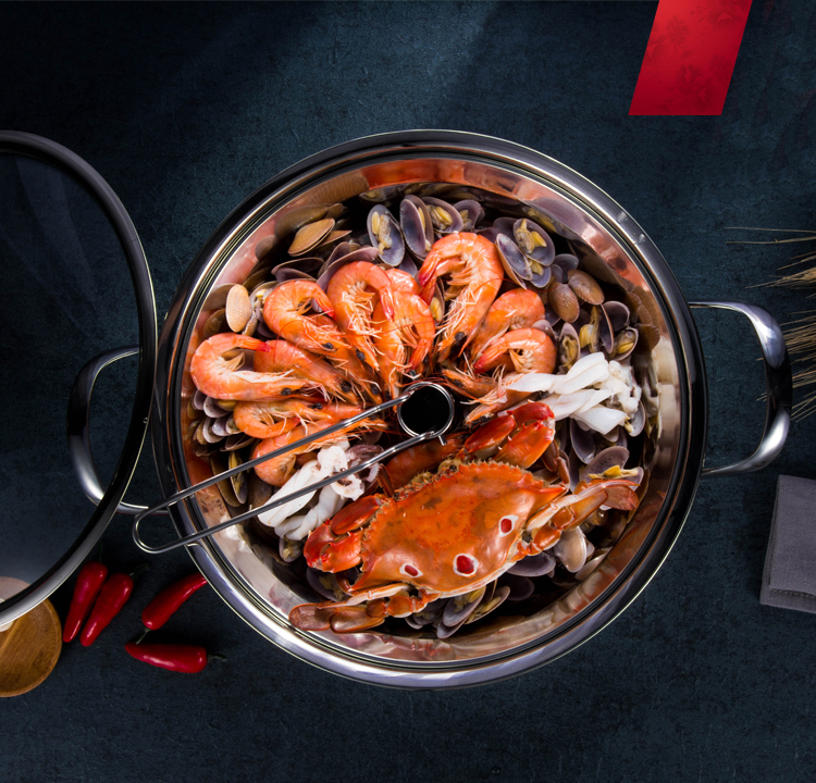 Zhencan 304 stainless steel thickened steam hot pot cooking soup pan flat bottom pan sauna pan composite bottom induction stove household