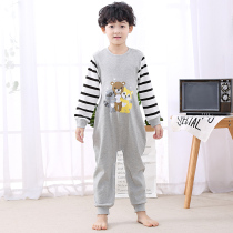 Baby sleeping bag Boys and girls anti-kick quilt spring and autumn pure cotton childrens one-piece pajamas split legs four seasons universal