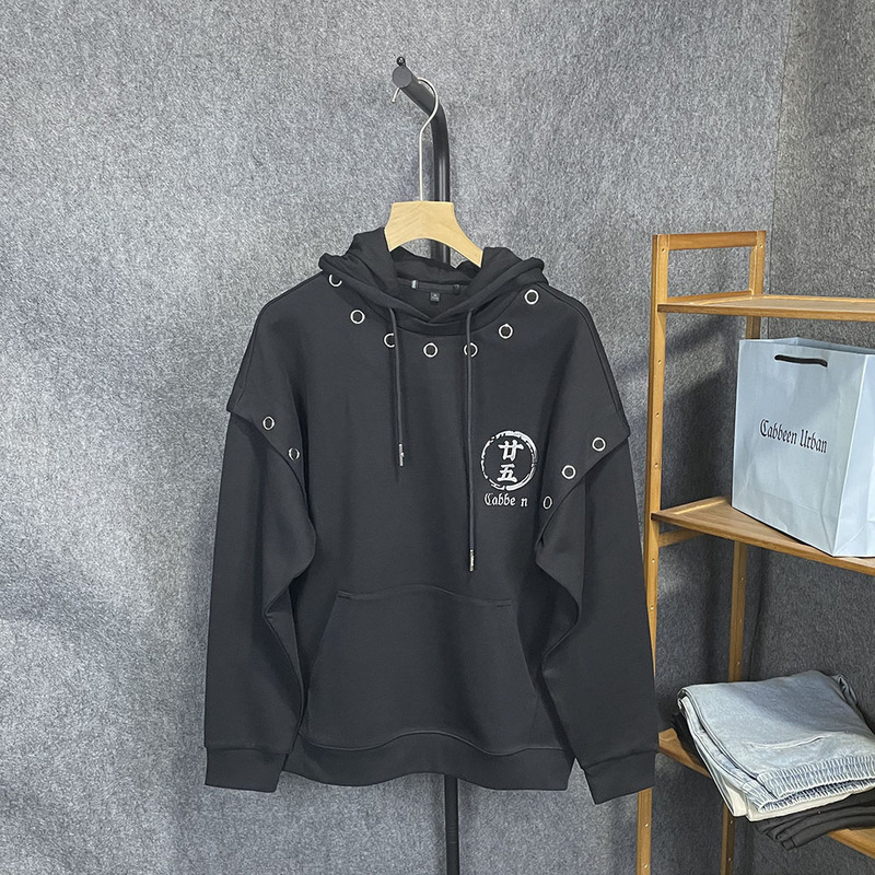 Kajia Cut-Label Men's Spring and Autumn Style Stylish and Unique Streetwear 25Th Anniversary Commemorative Hooded Long-Sleeve Sweatshirt Top 1097