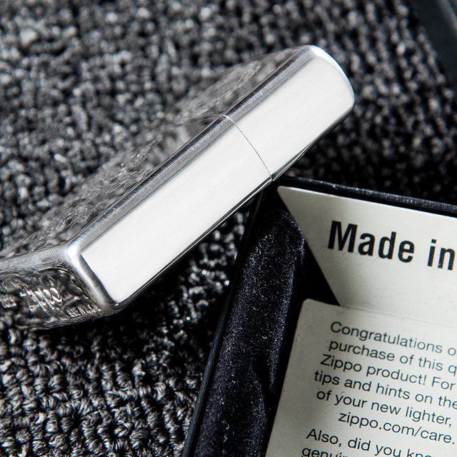 Genuine Zippo lighter, sterling silver with customized engraving of dragon family name, genuine kerosene lighter men's gift z