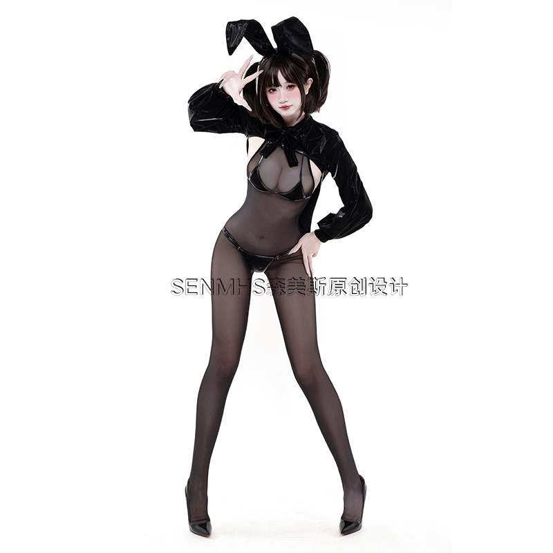 Senmhs [Original Authentic] Bunny Girl Cosplay Costume Reverse Bunny Black Flowing Leather Tail Japanese Simultaneous Release
