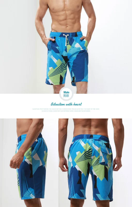 Cover wave Đàn ông và phụ nữ quần đi biển nhanh khô nhanh kích thước lớn Quần short giản dị In màu phù hợp với quần hoa năm quần - Quần bãi biển 	quần áo đi biển giá rẻ	
