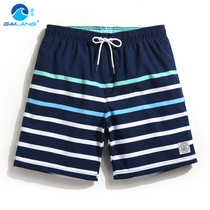 Cover waves quick-dry waterproof stripe trendy beach pants mens loose sports shorts holiday lined flat corner swimming trunks