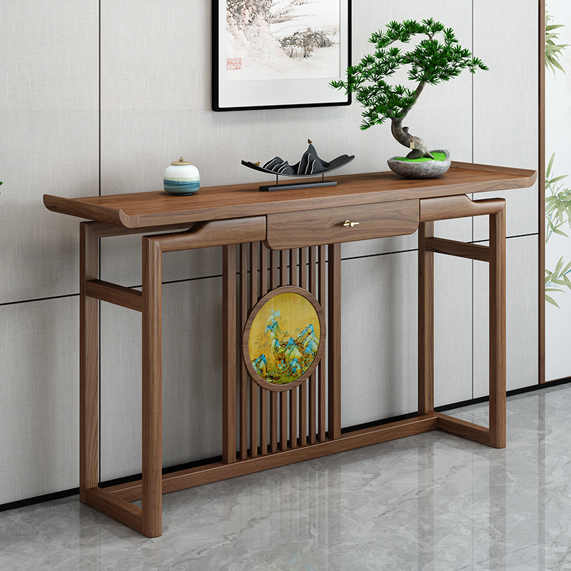 New Chinese Xuanguan Table Chinese solid wood strips a few old elm wood strips case entrance door for table Xuanguantai light and luxurious closing cabinet-Taobao