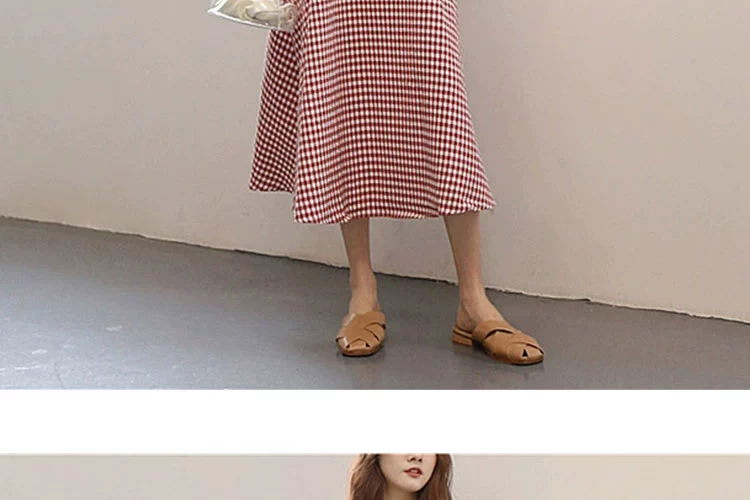 Đầu thu 2019 mới khôn ngoan váy khói hoa chuông Pháp kẻ sọc nhỏ cộng với áo hai dây cardigan - Sản phẩm HOT