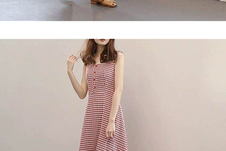 Đầu thu 2019 mới khôn ngoan váy khói hoa chuông Pháp kẻ sọc nhỏ cộng với áo hai dây cardigan - Sản phẩm HOT