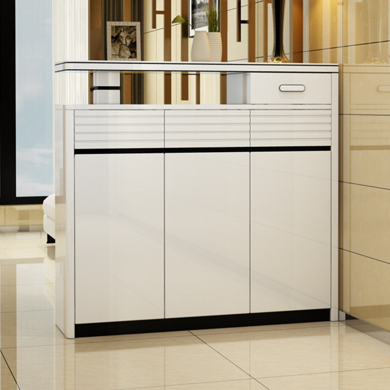 Shoe cabinet modern minimalist foyer cabinet porch living room compartment cabinet double-sided white paint storage cabinet high and low combination cabinet