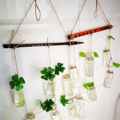 Send simulation plant wall gold Ge hydroponic plant glass small hanging vase hydroponic hanging indoor wall vase