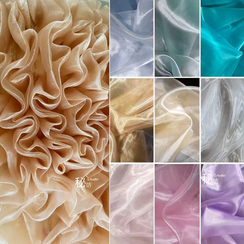 Water-Gloss Crystal Gauze Matte Pearlescent Liquid Organza Stiff High-Density Mesh Wedding Dress Wedding Scene Backdrop Veil