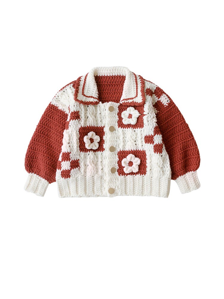 New mommy's handmade spring language color-blocked cardigan hand-knitted homemade diy material package wool ball to pass the time