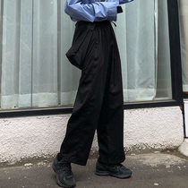 Summer 2021 new Korean version high waist hanging sports casual loose bf black straight tube tooling wide leg pants womens pants