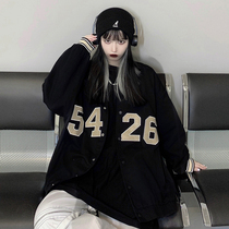 2021 new spring and autumn Korean version of ins Harajuku harbor wind loose bf black tooling jacket baseball jacket women tide