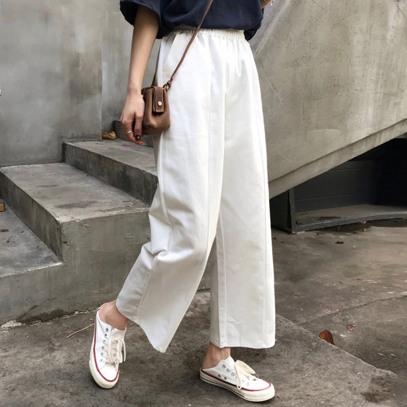 Summer Korean version original Cebu Wind bf loose 100 lap high waist pendant feeling wide-legged pants 90% casual pants female pants damp