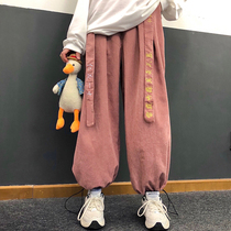 Spring and Autumn 2021 New Korean loose Joker Corduroy Corduroy Corduroy Corduroy Corduroy Feet High Waist Legs Casual Pants Womens Pants ins Tide