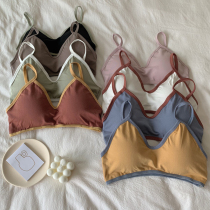 Summer Korean version no rim small chest gathered underwear Student high school girl thin vest bandeau net red beauty back bra