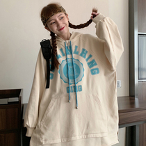 Autumn Korean version of lazy wind bf loose round neck pullover letter printing thin long sleeve foreign-style sweater womens coat tide