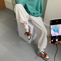 Autumn and winter 2021 Korean version of Joker Corduroy pants Childrens hanging drawstring leggings straight tube high waist slim wide leg pants