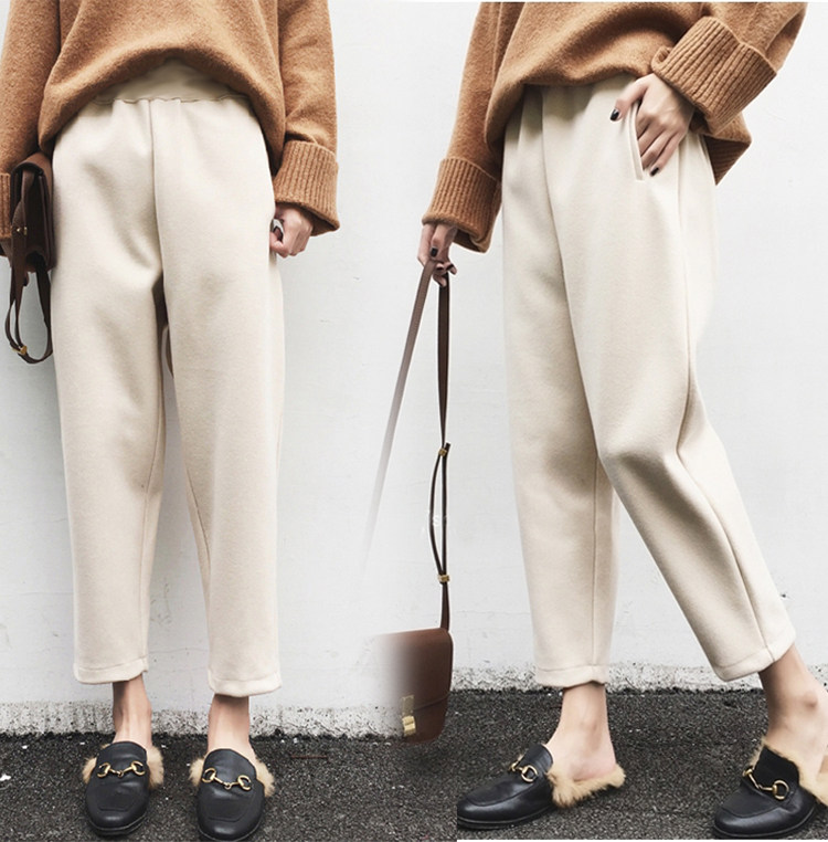 Pregnant women pants autumn wear trousers autumn and winter clothes pregnant women wide leg pants fashion Net red pants plus velvet cotton pants