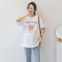 Pregnancy Woman Dress Summer Clothing Blouse 2022 New Korean Version Fashion style Cartoon Printed Minus-Age Ocean Gas Round Collar Short Sleeve T-shirt