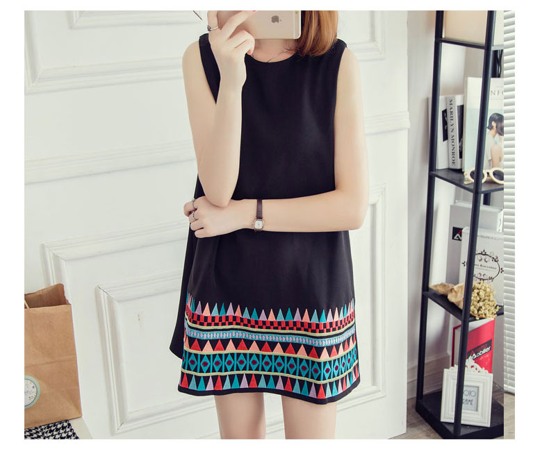 2017 mùa hè Hàn Quốc phiên bản của mới ngọt Một từ váy vest váy phong cách nổi tiếng thêu thêu lỏng thời trang đầm triều nữ váy rúm eo	