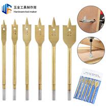 6pcs three-point woodworking flat drill hanging bag titanium plated wood board hole opener 10-25mm set hexagonal handle woodworking drill bit