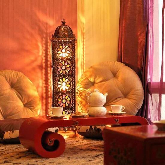 Bohemian retro American floor lamp European-style retro Chinese style living room bedroom tea seat floor upright table lamp