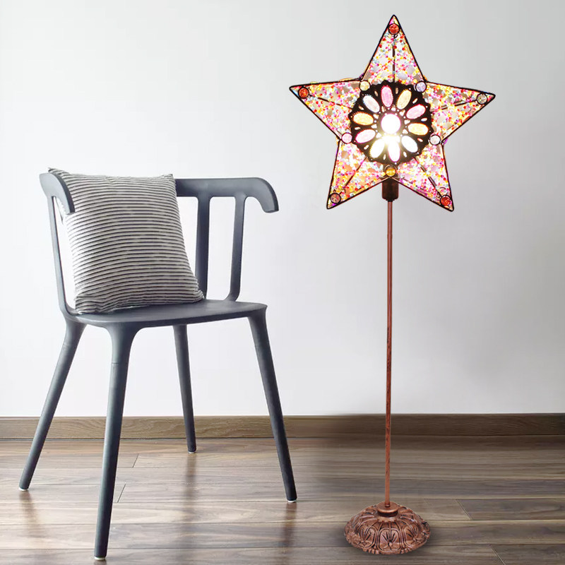 American vintages Colour stars Vertical floor lamp European-style Mediterranean Creative Book room Living room Bedroom headstand Lights