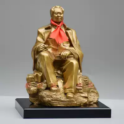Chairman bronze statue Grandpa Mao sitting statue Holding a book Sculpture Living room portrait of a great man Head Office room desktop decoration