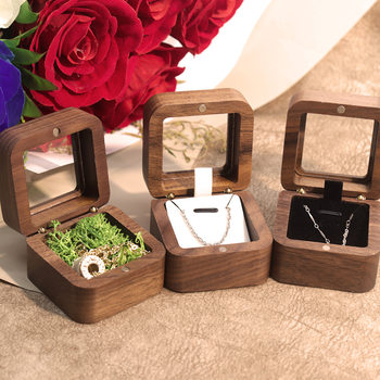 Window pendant women's seaweed walnut jewelry small wooden box