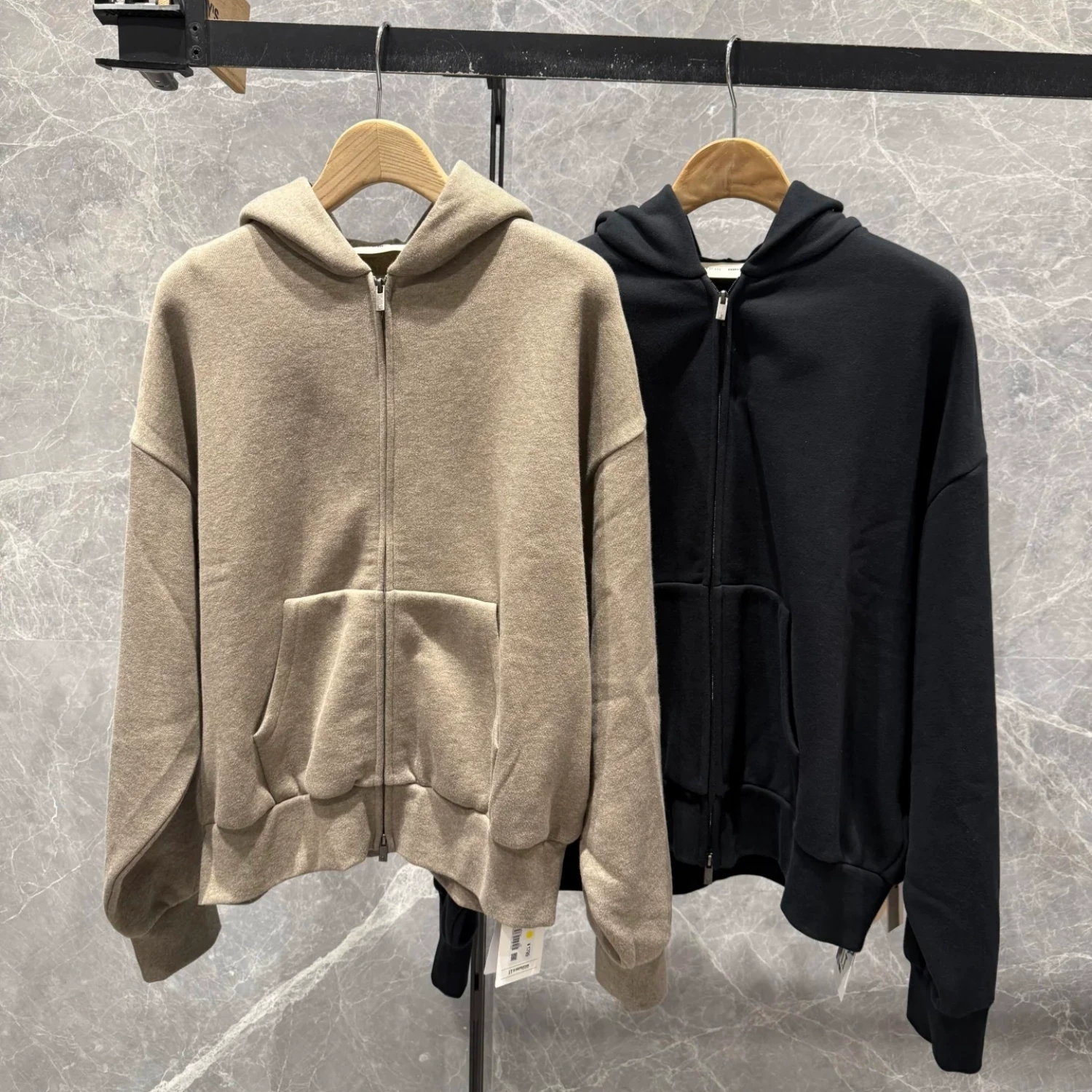 FOG двойная линия ESSENTIALS 25ALWAYS высокий уличный худи с молнией для мужчин и женщин свободная куртка толстовка с капюшоном