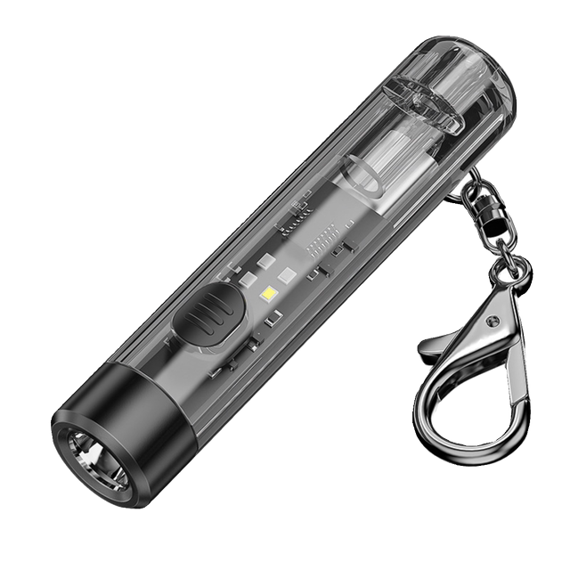 Smiling Shark Strong Light Mini Keychain Flashlight with Side Light Red and Blue Flash Outdoor Super Bright Portable Handy Small Flashlight