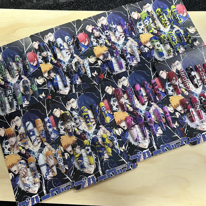 Blue Prison-Themed Anime Nail Art Fake Nails Cos Props Accessories Jewelry Decoration Accessories