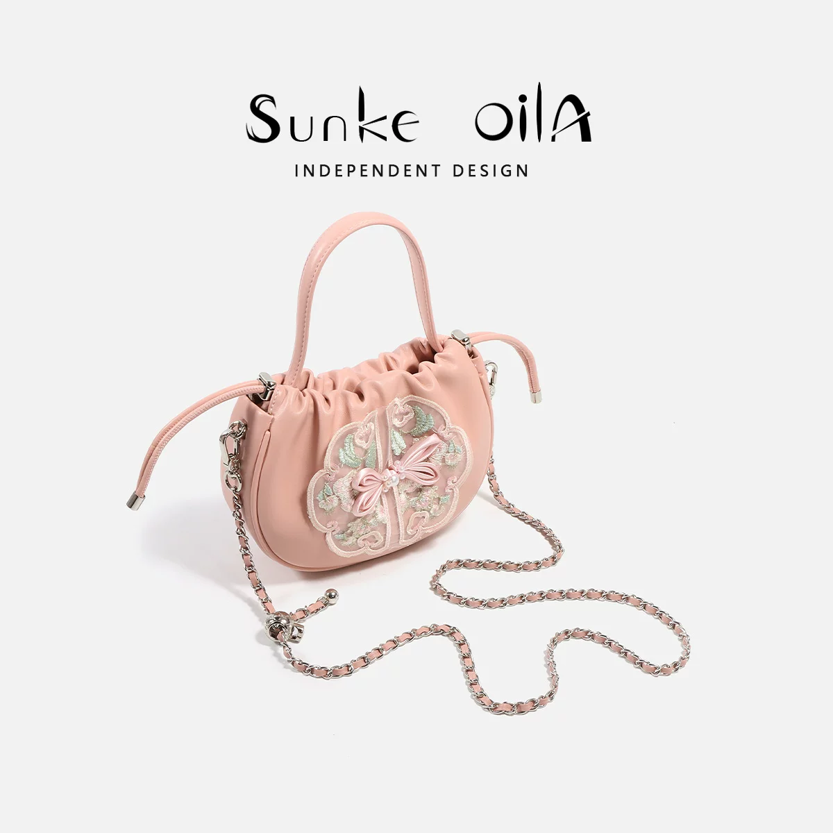 Sunke OiLA Fuchsia кошелек, сумка через плечо, натуральная кожа, с вышивкой