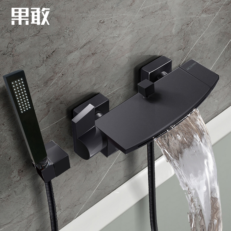 Kokang Nordic simple gun gray wall mounted bathtub faucet Ya black copper waterfall shower faucet D10