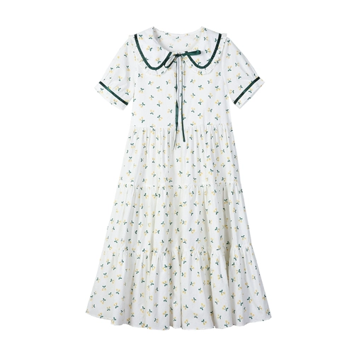 Летнее платье, свежая кукла для школьников, длинная юбка, в цветочек, кукольный воротник, средней длины