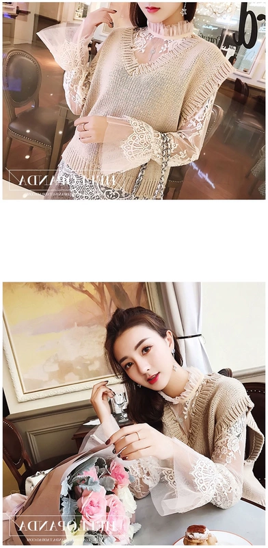 Áo sơ mi mùa xuân 2018 mới ren mới chạm đáy cổ áo búp bê công chúa áo dài tay siêu cổ áo lưới khí các kiểu áo sơ mi nữ ngắn tay đẹp