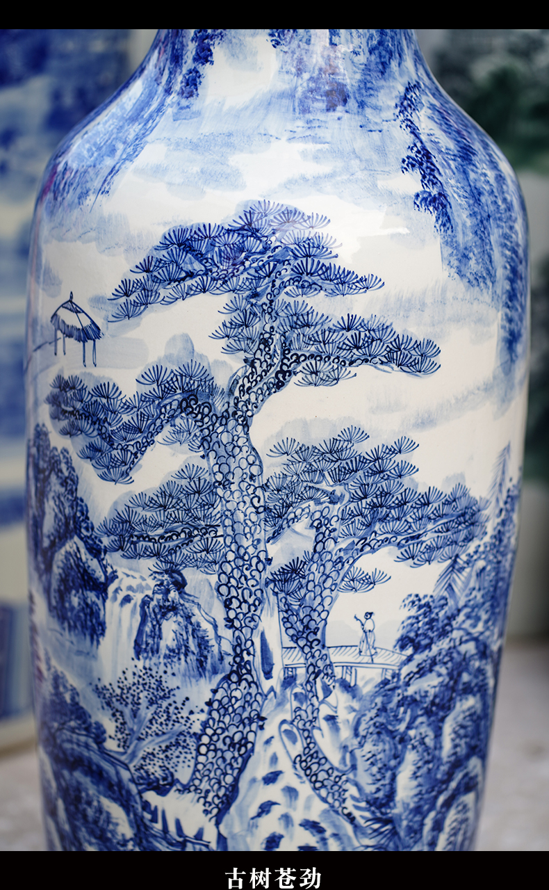 Jingdezhen blue and white porcelain yunshan xiufeng landscape of large vases, furnishing articles home sitting room TV ark, adornment