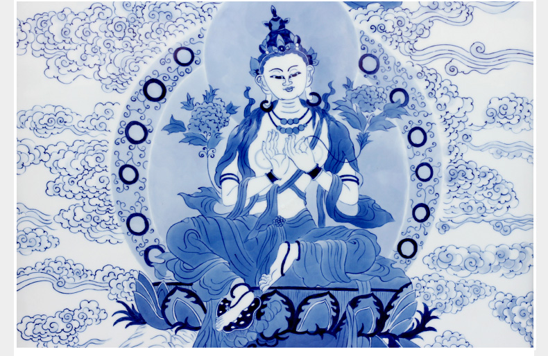 Jingdezhen ceramic blue and white figure of Buddha hand - made porcelain plate painter hangs a picture murals in the sitting room porch decoration