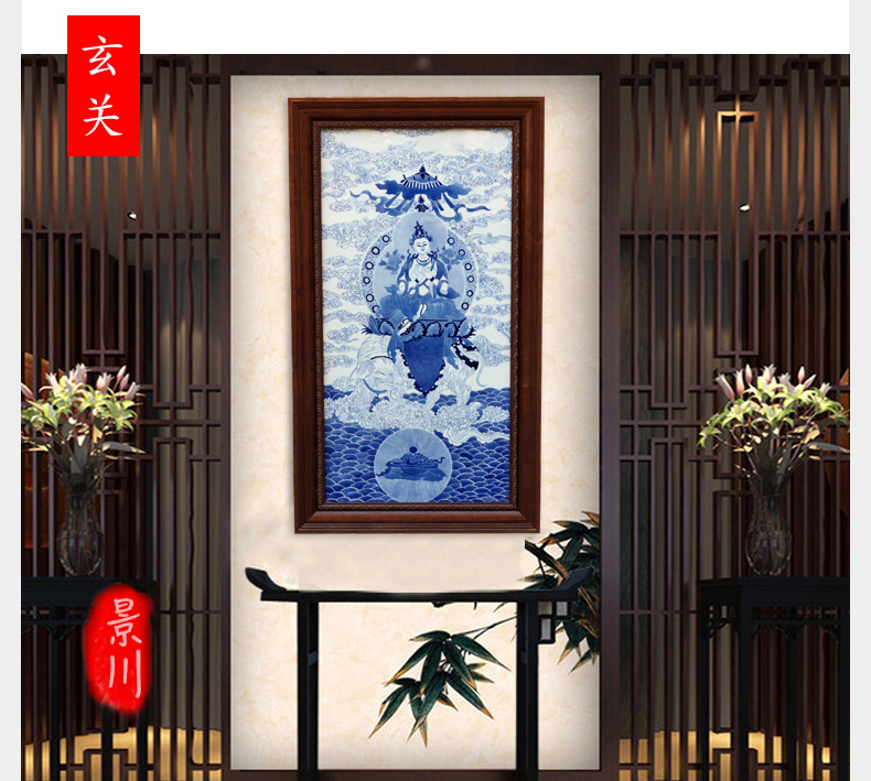 Jingdezhen ceramic blue and white figure of Buddha hand - made porcelain plate painter hangs a picture murals in the sitting room porch decoration