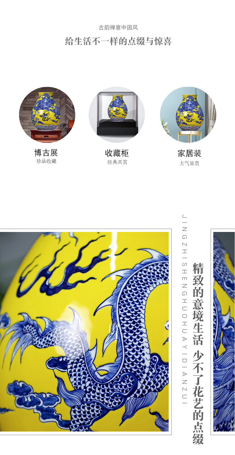 Jingdezhen blue and white dragon hand antique ceramics at home TV ark place porch calligraphy and painting to receive the goods