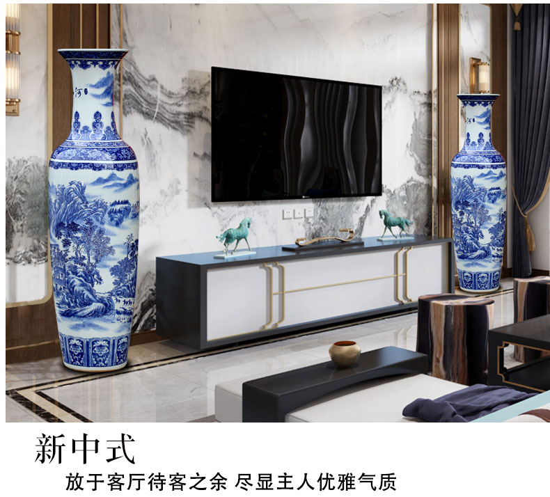 Jingdezhen blue and white porcelain landscape splendid sunvo of large vases, sitting room of Chinese style that occupy the home furnishing articles for opening gifts