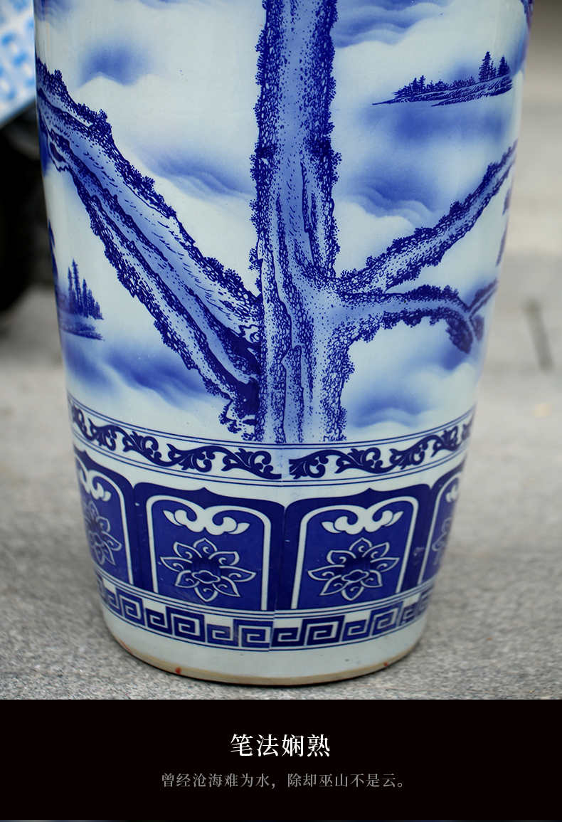 Jingdezhen blue and white porcelain guest - the greeting pine sitting room of large vase household ceramics study furnishing articles store opening gifts