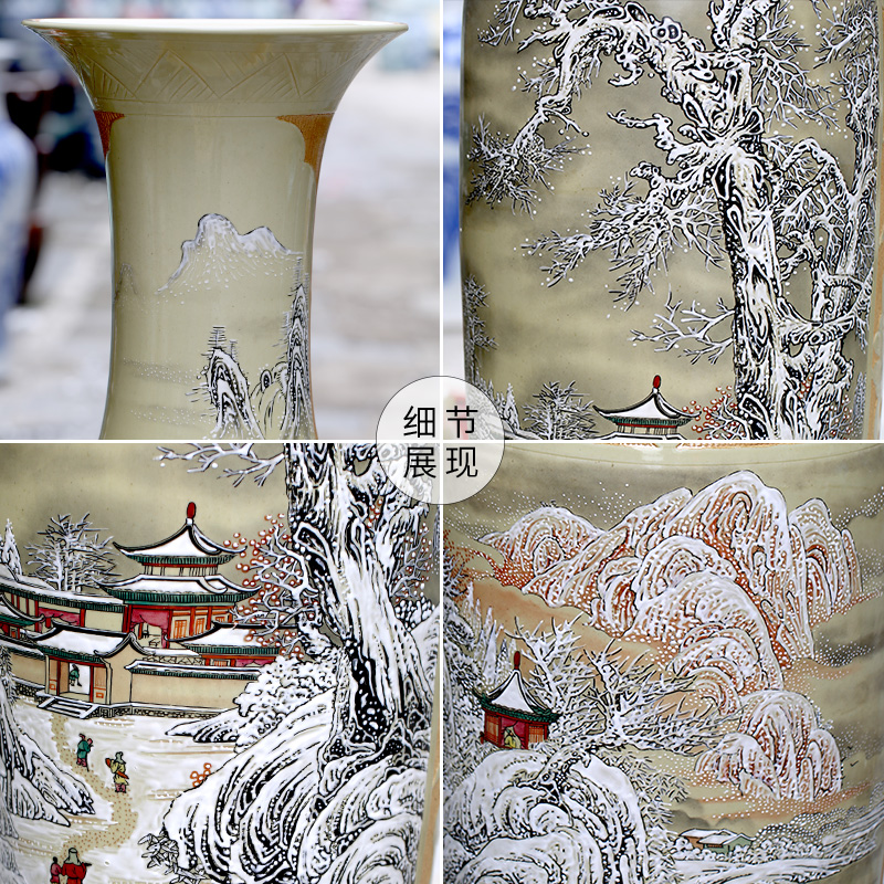 Jingdezhen ceramic floor big vase hand - made khe sanh friends snow sitting room of Chinese style to decorate opening gifts furnishing articles