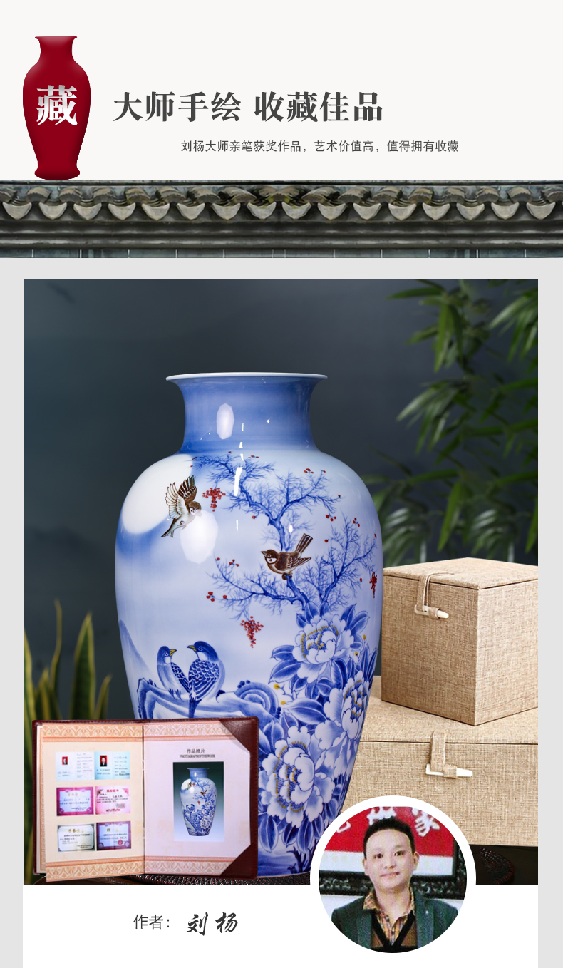 Jingdezhen ceramics masters hand - made flowers under the glaze painting of flowers and flower vase household porch mesa furnishing articles