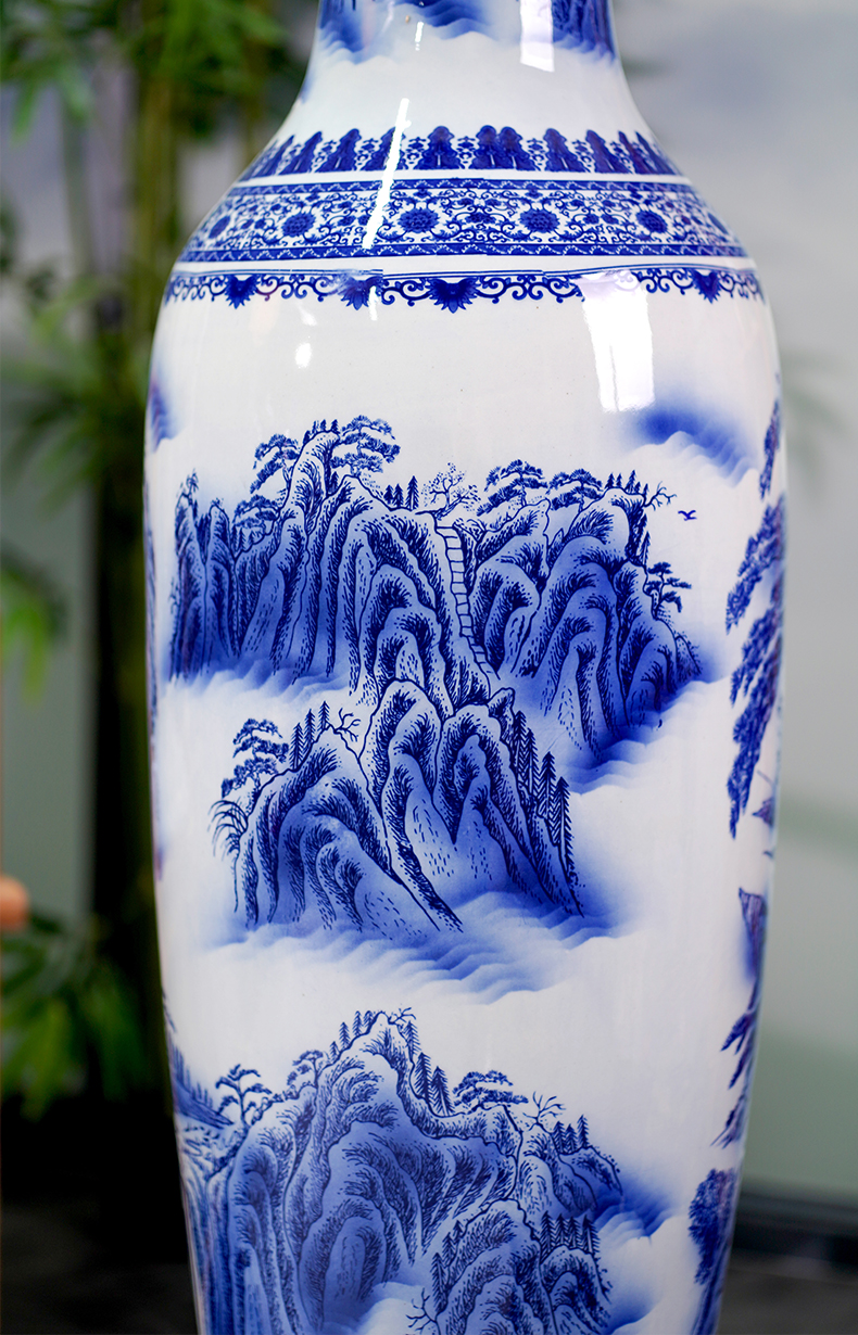 Jingdezhen blue and white porcelain was splendid landscapes of large vase furnishing articles furnishing articles home sitting room ceramic decoration