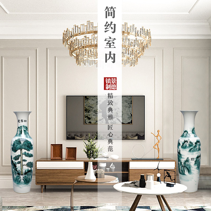 Jingdezhen ceramics hand - made guest - the greeting pine of large vases, sitting room of Chinese style household furnishing articles hotel opening gifts